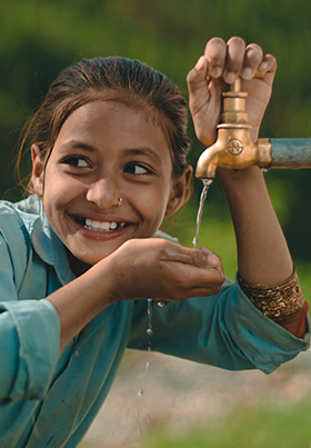 Girl drinking clean water